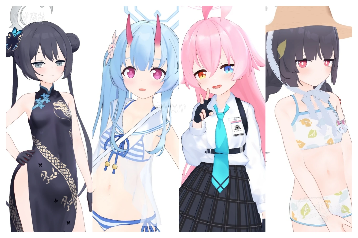 Homyu蔚蓝档案MMD模型大合集｜千世泳装/妃咲/星野/美游/桃井&绿等多位角色-咖啡森林